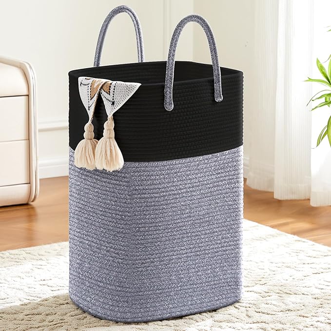 Laundry Basket,Woven Cotton Rope Laundry Hamper,Versatile Storage for Dirty Clothes,Baby Toys,and Blankets in Bathroom, Nurse