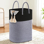 Laundry Basket,Woven Cotton Rope Laundry Hamper,Versatile Storage for Dirty Clothes,Baby Toys,and Blankets in Bathroom, Nurse