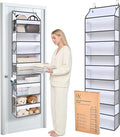 5 Tiers Ultra-thin Over Door Organizer with 10 Mesh Side Pockets, 44 lbs Weight Capacity Hanging Storage Organizer with Clear