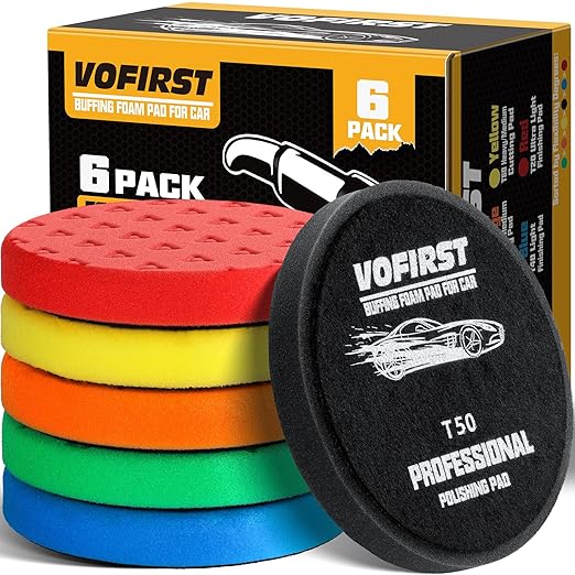 6 Pcs 7.5 Inch Buffing Pads, Polishing Pad for 7 Inch 180mm Backing Plate Compound Buffing Sponge Pads Cutting Polishing Pad Kit for Car Buffer Boat Polisher Compounding, Polishing & Waxing