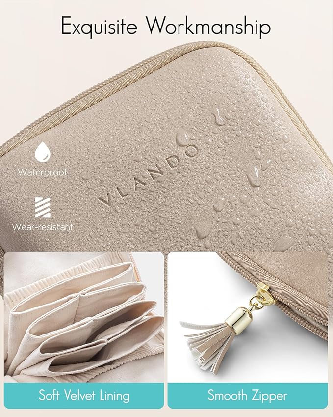 VLANDO Small Jewelry Travel Case,Gifts for Women,Jewelry Pouch Bags with Zipper,Velvet Jewelry Organizer Storage Bag for Brac