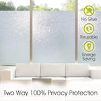 KESPEN Frosted Window Privacy Film Heat Control UV Sun Blocking Glass Stickers Static Cling Non Adhesive Door Coverings Decals for Bathroom Home Office, Sparkling, 35.4 Inch X 8.2 Feet