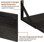 Axeman 55 Inch Floating Shelves | 8 Inch Deep Black Wall Shelves Set of 2 | 55" W x 8" D Rustic Black Wood Shelves for Bathro