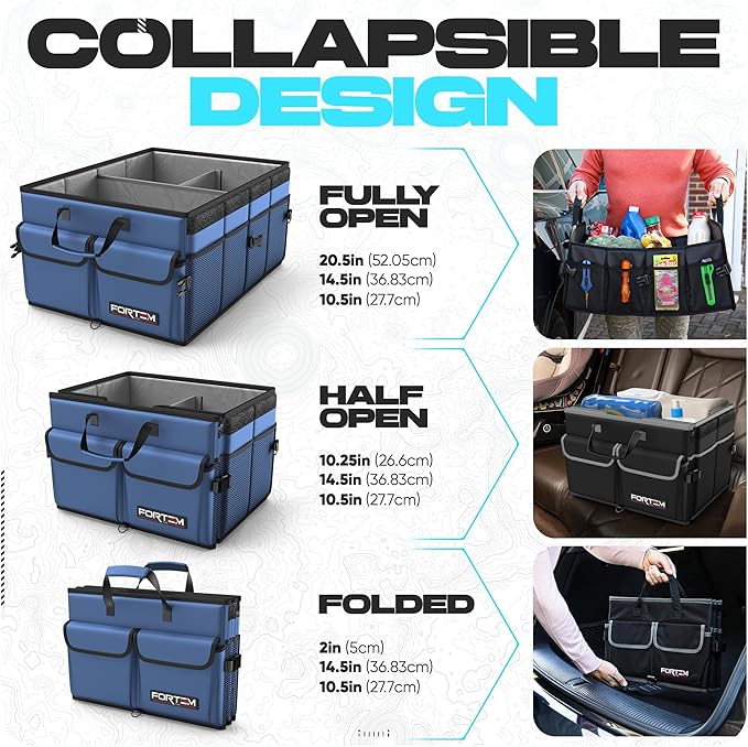 FORTEM Trunk Organizer For SUV Car Trunk Organizer, Foldable Storage, Car Accessories for Women Men, Collapsible Bag, Perfect C