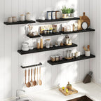 8 Inch Square Floating Shelves for Wall 3 Pack, 8"D Wood Grain Bathroom Shelves with Invisible Brackets, Easy Install Enginee