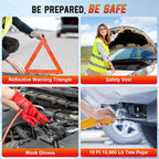 Roadside Emergency car kit for Vehicles, Car First Aid Emergency kit with Portable Air Compressor, Heavy Duty Jumper Cables, 