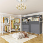 Raybee Clothes Rack with Cover,Clothing Racks for Hanging Clothes Heavy Duty,Portable Closet with Shelves,Adjustable,Loads 90