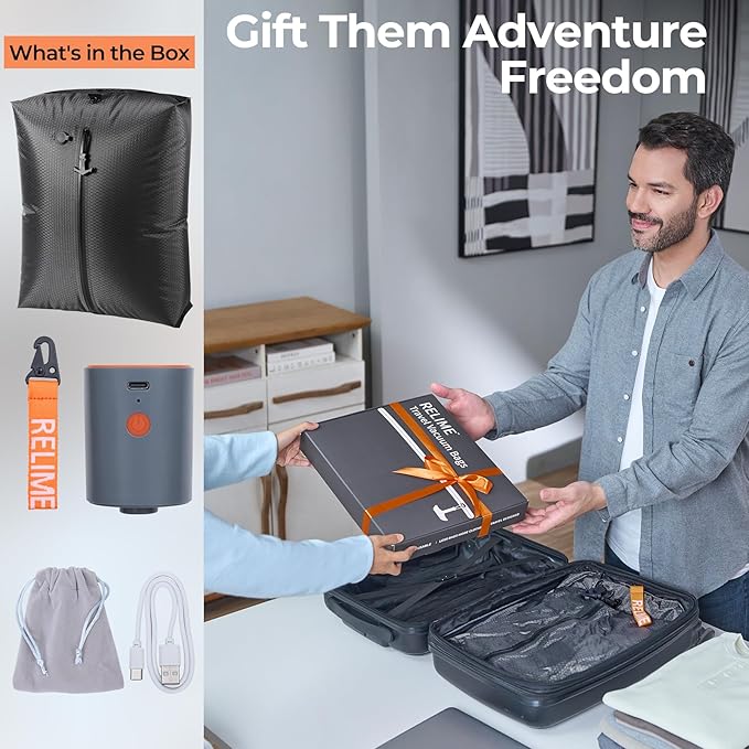 Relime Classic Series Vacuum Bags for Travel Luggage with Wireless Pump, Compression Bags for Carry On Suitcases and Backpack