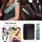 Peacock 13 PCS Car Seat Cover Set with Steering Wheel Cover Seat Belt Strap Cover Armrest Cover Coaster Keychain Automobile Interior Sets Decoration Easy to Install