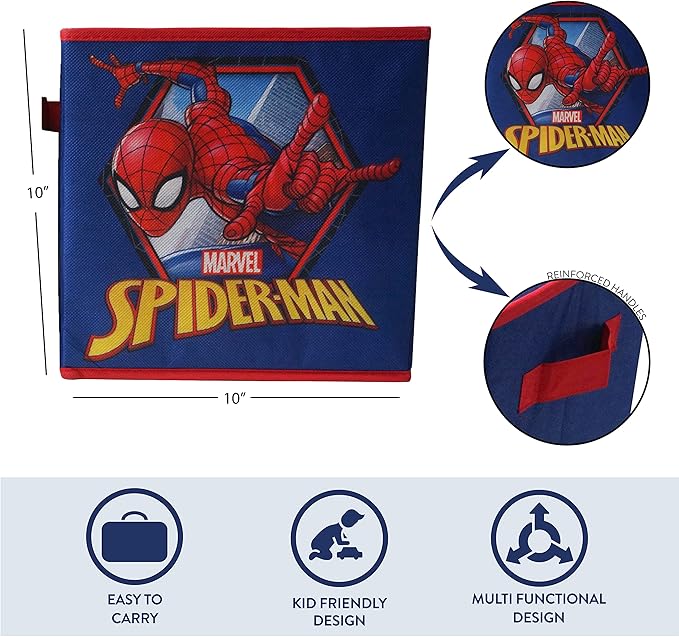 Marvel Spiderman Set of 2 Durable Storage Cubes with Handles