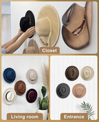 Livelab Cowboy Hat Holder, (4 Pack) Cowboy Hat Rack for Wall Mount, Metal Hat Organizer Storage Cowboy Hats Hanger Hooks for 