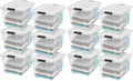 IRIS USA 12-Pack 54 Quart Stackable Storage Bins with Lids [Made in USA] - Everyday Organizer Latching Clear Plastic Organiza