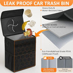 Car Trash Can Bin with Lid Hanging for Back Seat, Car Accessories for Women Men Leak Proof Automotive Garbage Cans Leakproof Vehicle Trash Can for Truck SUV Black