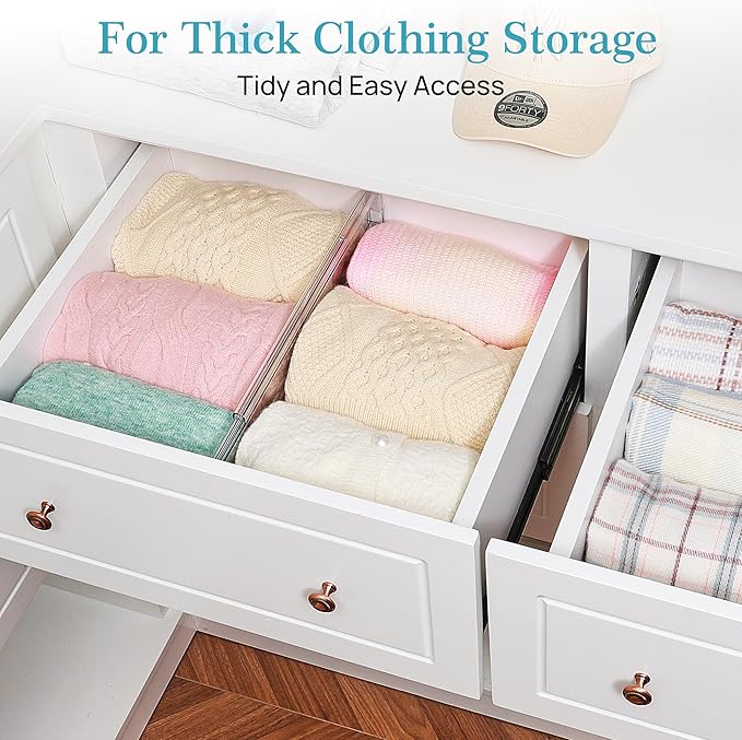 Vtopmart 8 Pack 6" Tall Upgrade Drawer Dividers for Big and Deep Drawer, 12.8"-22.3" Adjustable Expandable Dresser Drawer Org