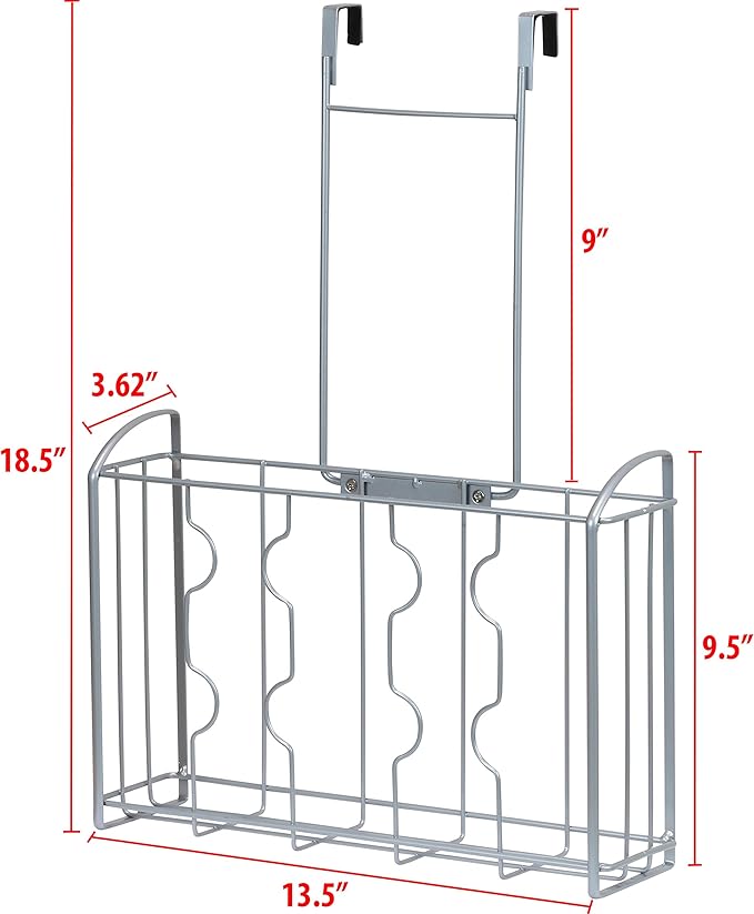 Simple Houseware Over Cabinet Door Organizer, Silver