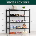 Smiry Shoe Rack, 4 Tier Thick Bamboo Shoe Organizer, Stackable Free Standing Wooden Shoe Storage Shelf for Closet, Entryway, 