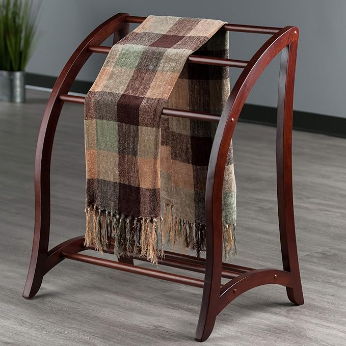 Winsome Wood Quilt Rack With 3 Rungs, Antique Walnut (94036)