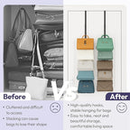 SWTYMIKI Over the Door Purse Organizer - 2 Packs Wall Mounted Purse Rack with 5 Hooks Design, Hanging Handbag Organizer Stora