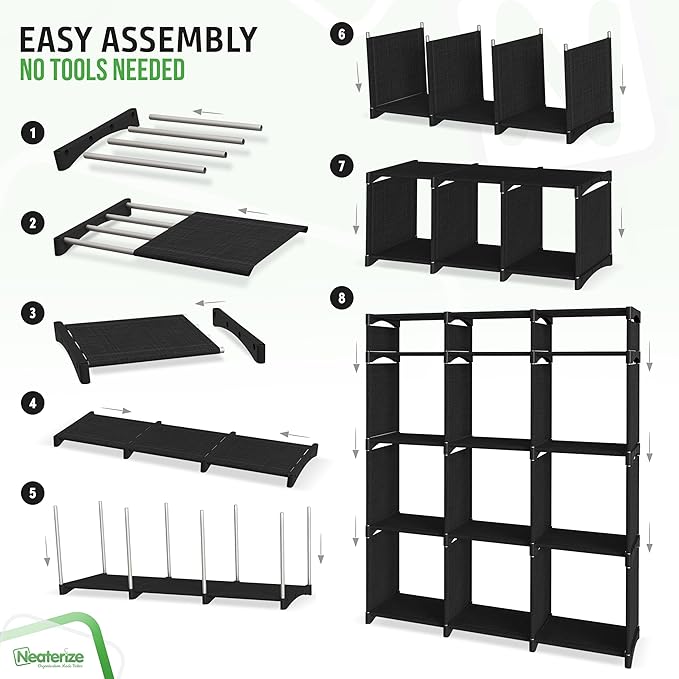 Cube Storage Organizer with Storage Bins Included - The Perfect Closet Organizers and Storage Solution. Includes 12 Storage C