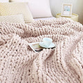 Admitrack Chunky Knit Blanket Throw, 100% Hand Knit Chenille Throw Blanket for Sofa & Home Decor, Soft and Cozy Knitted Throw