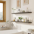 Vivelove Elm Wood Floating Shelves, Wooden Shelves for Wall with Invisible Bracket for Living Room Bedroom Bathroom Office Bo