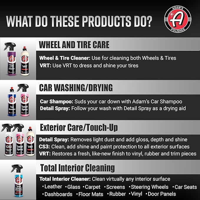 Adam's Essential Car Wash Kit (17-Item) - Auto Detailing Car Care Cleaning Kit with Foam Gun & Bucket Car & Truck Lovers, Dad