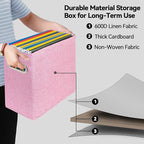 4 Packs Letter Size File Organizer, File Folders Organizer, Fabric Storage Box, Collapsible Paper Organizer with Metal Handle