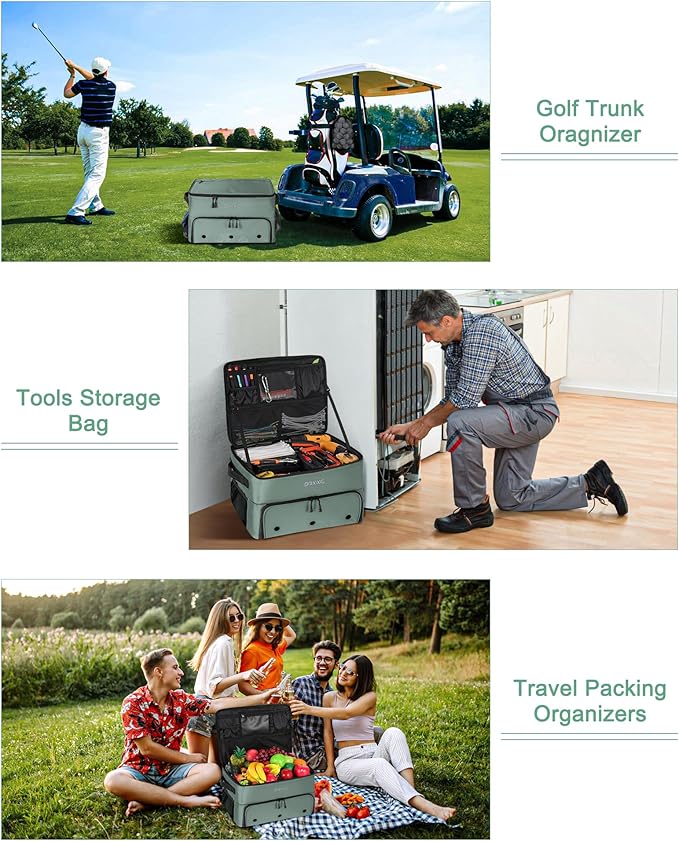 Golf Trunk Organizer, Waterproof Car Golf Locker with Separate Ventilated Compartment for 2 Pair Shoes, Golf Storage for Balls