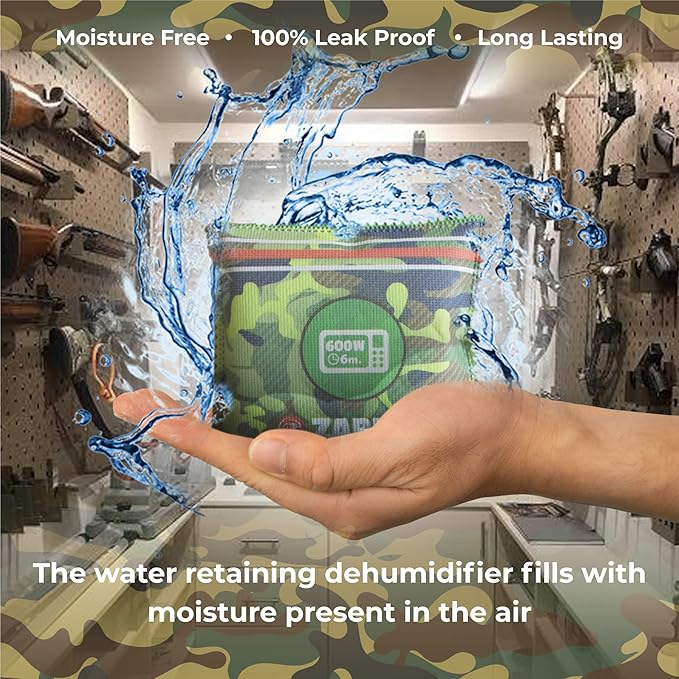 Gun Safe Dehumidifier Camouflage - Rechargeable Desiccant Dehumidifier Bags - Reusable & Absorbs Moisture & Humidity - 1x Pac