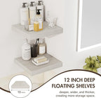 12 Inch Floating Shelves, 12" Deep Floating Shelf Wall Mounted, 12" Wall Shelves, Rustic Deep Bookshelf, Extra Deeper Display