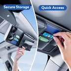 Leather Car Visor Organizer with Tissue Holder, Card Holder and Sunglasses Clip