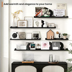 Fun Memories Picture Ledge Shelves Set of 2, 32 Inch Rustic Wall Mounted Floating Shelves with Lip for Home Storage and Décor