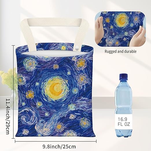 Car Garbage Can, Seat Back Hanging Cute Car Trash Can Bag, Car Organizer and Storage Bag for Travelling, Outdoor Cute Blue Starry Night