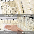 GRANNY SAYS Wicker Hanging Basket, 2 Pack Storage Baskets for Organizing, Adhesive Wall Mount Fruit Basket, Kitchen Organizat