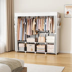 VTRIN Portable Closet for Hanging Clothes 67 Inch Wide Large Capacity Portable Wardrobe Closet with Cover, 4 Storage Shelves 