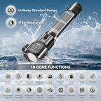 18-in-1 Solar/USB Rechargeable Car Emergency Flashlight Tool - Auto Safety Hammer Glass Breaker, Seatbelt Cutter, Flameless F