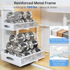 Under Sink Organizer, 2 Tier Pull Out Under Cabinet Organizer Shelf with Pad for Framed Cabinets, Metal Slide Out Under Sink 