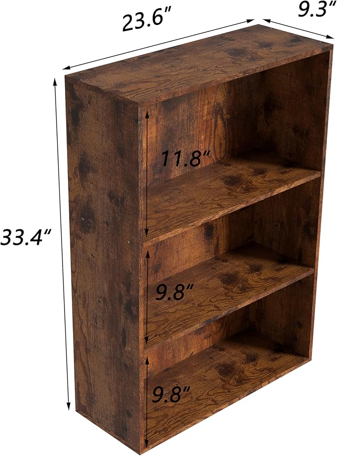 Wooden 3 Cube Storage Organizer,3 Tier Low Bookcase Storage Display Organizer, 33 Inch Versatile Cubes Shelf and Cubby Unit f
