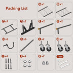 Rolling Garment Rack - Double Rod Clothes Rack with Lockable Casters, Mesh Storage Shelf & Anti-Slip Wooden Finials accented 