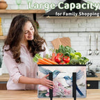 Reusable Grocery Bags Heavy Duty Shopping Bags Foldable Large Tote Bags with Long Handles & Hard Bottom