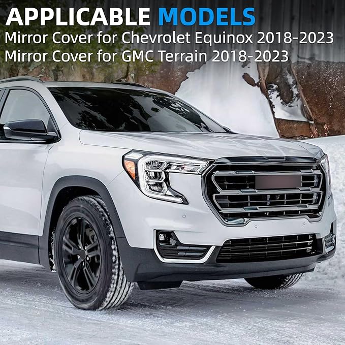 Passenger Side Mirror Cover Replacement for Chevrolet Equinox 2018 2019 2020 2021 2022 2023, for GMC Terrain 2018-2023 - Right Side Mirror Covers, Rear View Mirrors Cap Accessories Textured