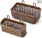 AceList Wall Hanging Basket, Boho Style Hand-Woven Hanging Storage Baskets - Set of 2, Ideal for Boho Room Decor, Kitchen, Ga