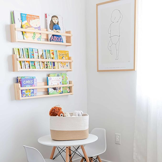 OrganiHaus Cotton Rope Basket for Shelf - Woven Storage Basket for Organizing, Closet & Toy Storage - Honey/Off-White - 15x9x