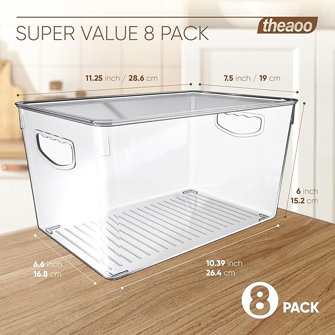 theaoo Large Stackable Refrigerator Organizer Bins