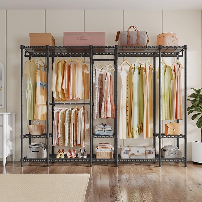 VIPEK V50 Extra Large Closet Rack Heavy Duty Garment Rack Freestanding Wardrobe with Shelves, Portable Metal Clothing Rack fo