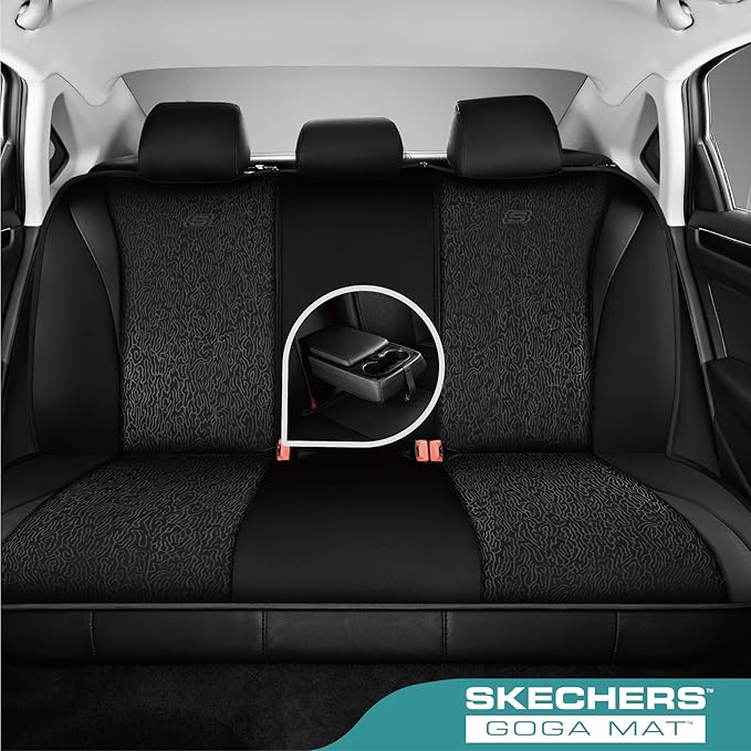 Skechers Car Seat Covers,Leather Seat Covers with GOGA Mat Technology,Waterproof Car Seat Covers Full Sets,Airbag Compatible,