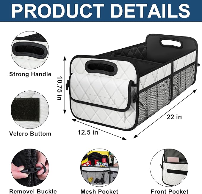 Deosk Trunk Organizer with 6 Pockets - Car Storage Accessory for SUVs, Minivans, and Trucks - 50L Waterproof Polyester