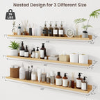 Axeman 48 Inch Floating Shelves with Lip, Set of 3 - Oak - Wall Mounted Shelves for Storage and Display - Engineered Wood - 2