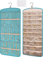 BAGSMART Hanging Jewelry Organizer, Necklace Holder Anti-tangle Earrings Rings Hanger with 20 Jewelry Bags Travel Storage Rol