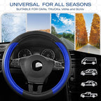 Skechers Steering Wheel Cover Memory Foam,Luxury Leather Steering Wheel Covers,Universal Anti-Slip Fit 14" 1/2-15" Car Wheel 
